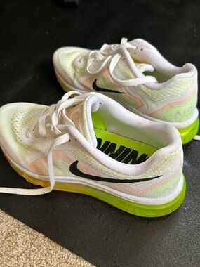 Nike White Sneakers with Neon Green and Black Accents